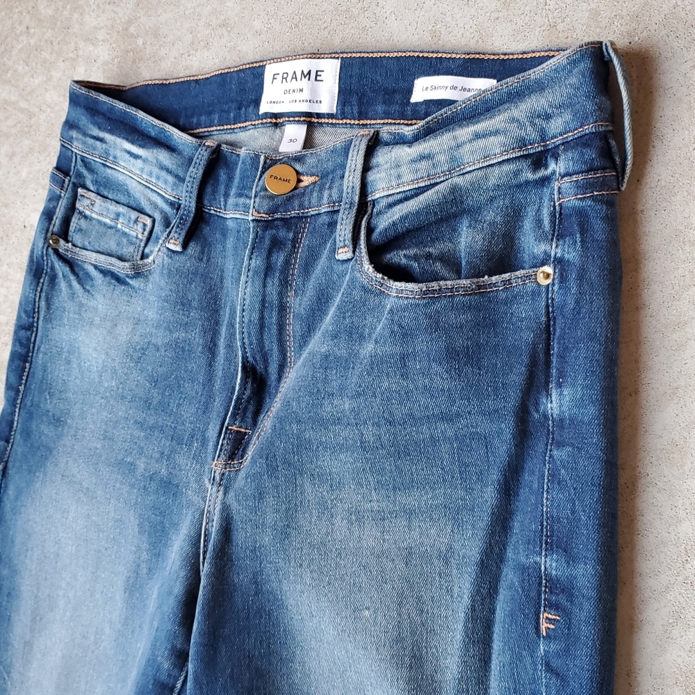NWOT Frame Denim 30 Boho Western Rodeo Mid Rise Le Flare Kick Flare Fray Jeans - Picture 7 of 16